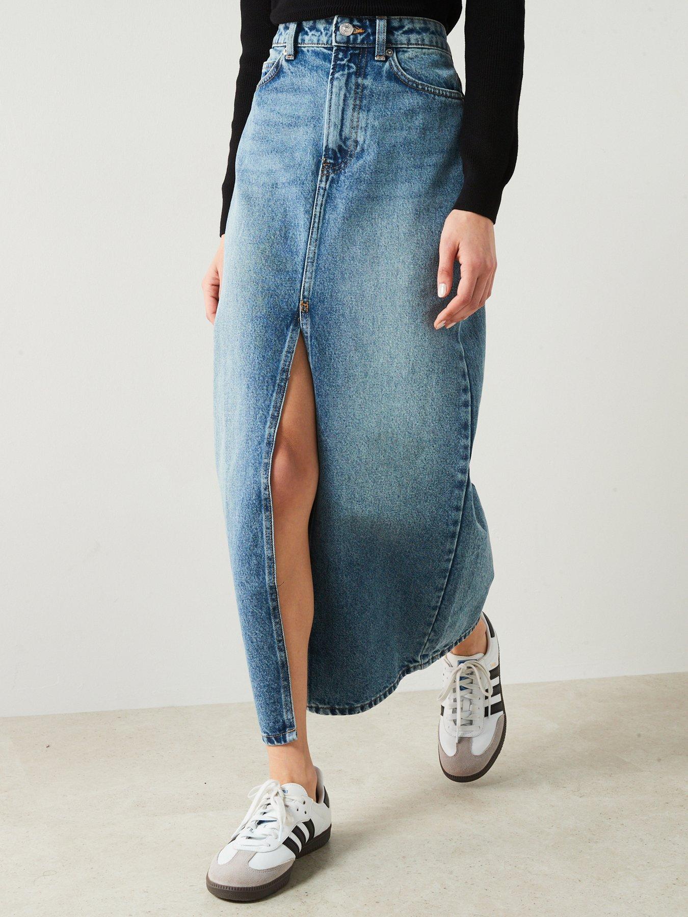 Denim maxi skirt xs size sale