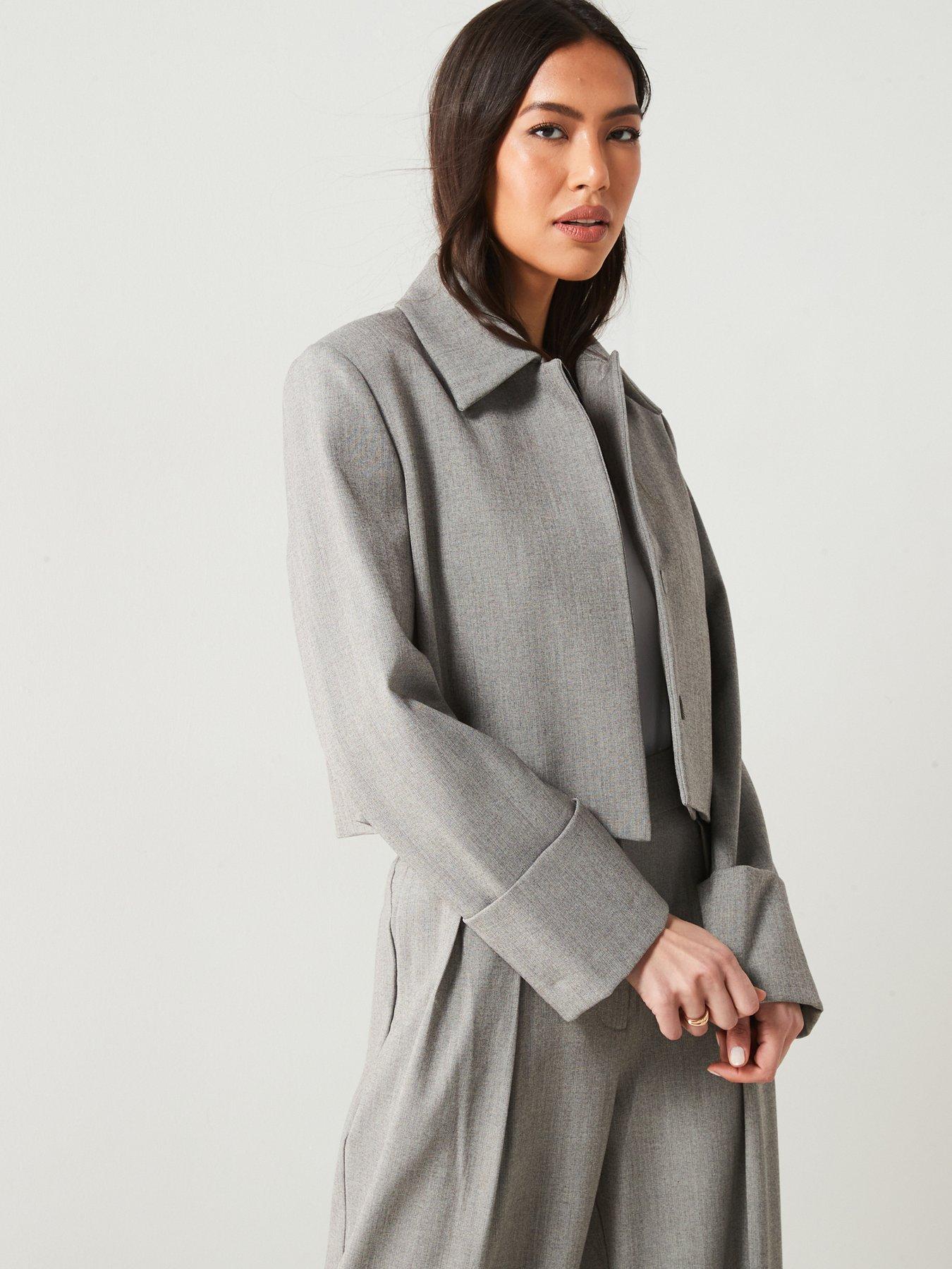 Mango Grey Cropped Suit Jacket Very