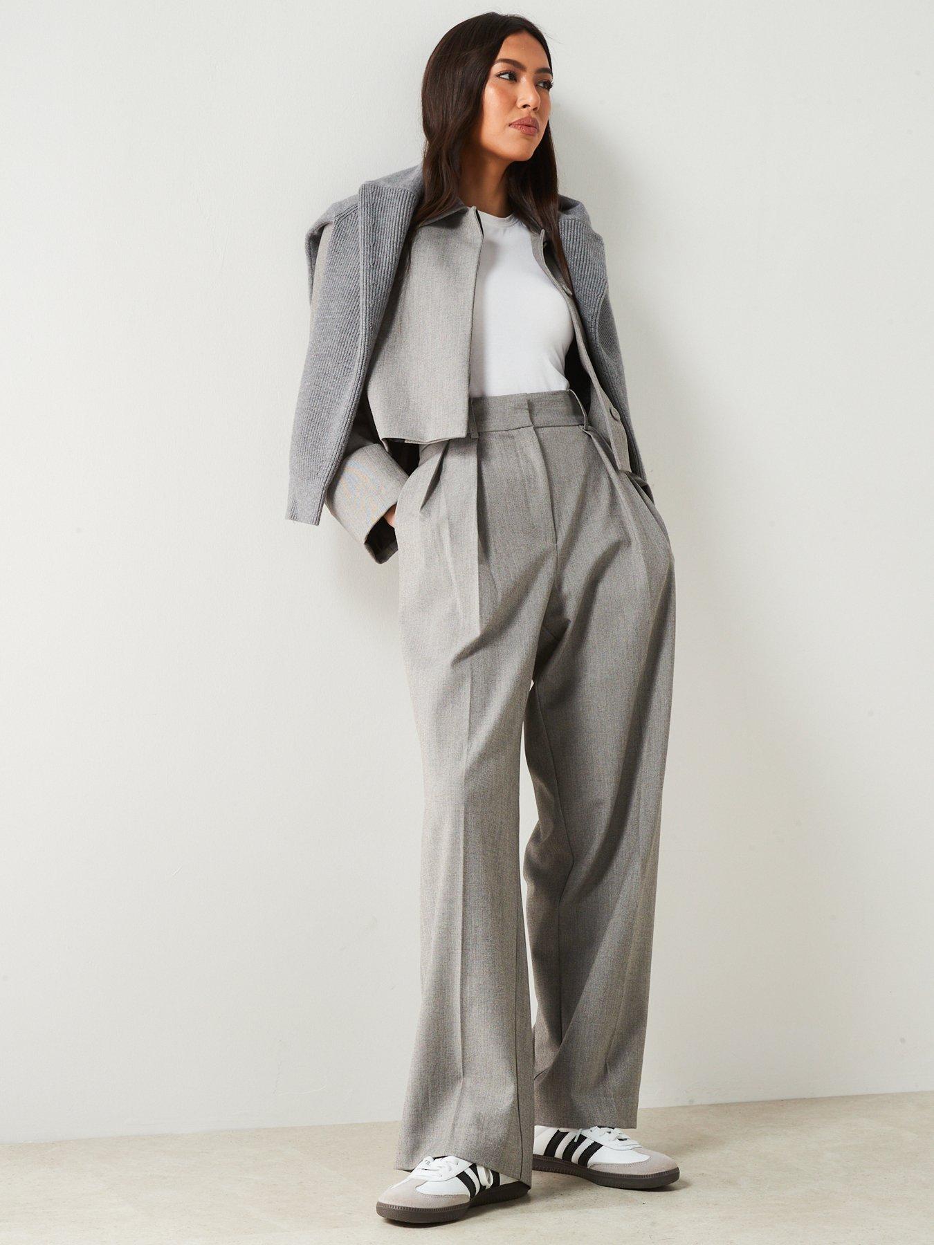 Mango Grey Cropped Suit Jacket | Very.co.uk