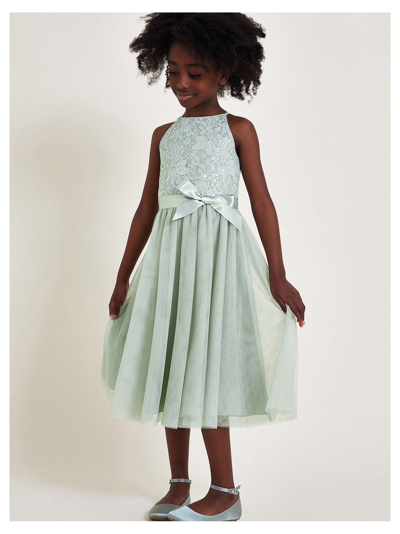 Monsoon Girls Lacey Sequin Truth Dress Sage Very