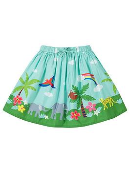 frugi girls spring mint/jungle twirly dream skirt