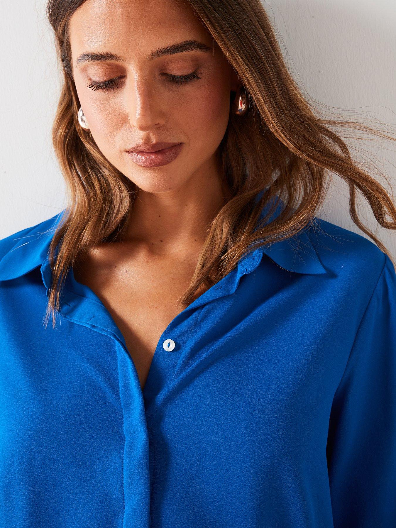 Mango Regular Flowy Shirt - Blue | Very.co.uk