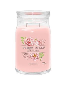 Product photograph of Yankee Candle Signature Large Jar Candle Ndash Fresh Cut Roses from very.co.uk