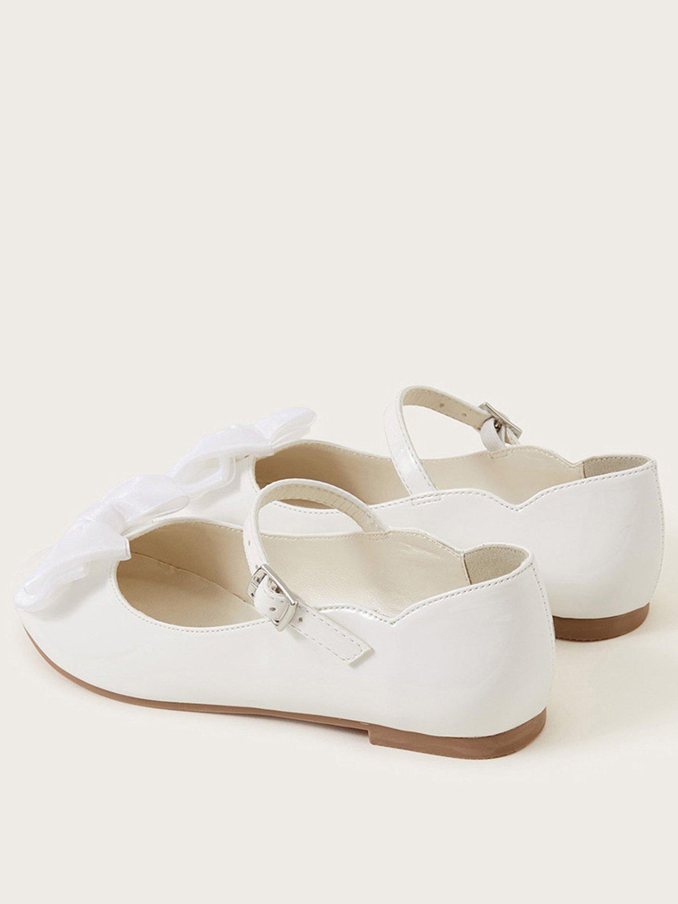 Monsoon Girls Kali Tulle Bow Ballerina Shoes - Ivory | Very.co.uk