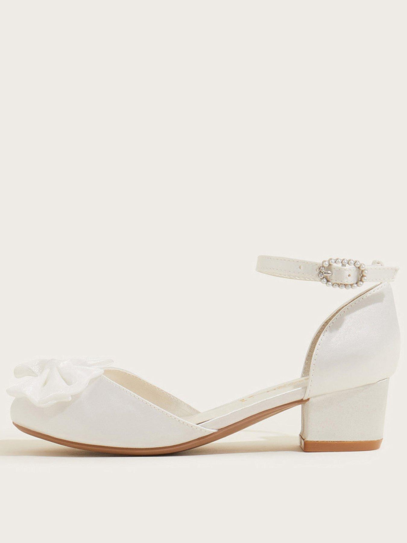 Ladies white best sale block heel shoes