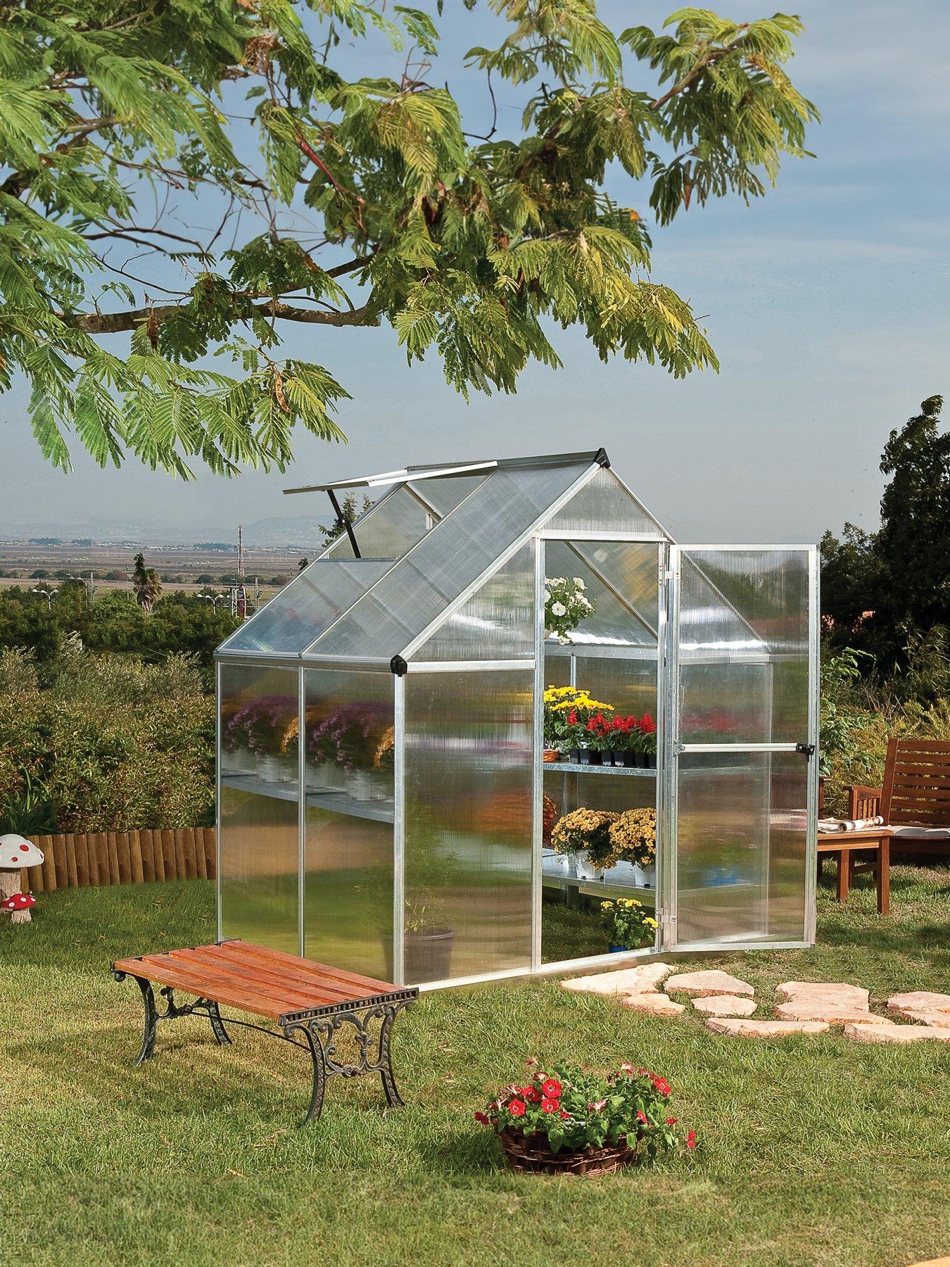 Product photograph of Palram Mythos 6x4- Silver from very.co.uk