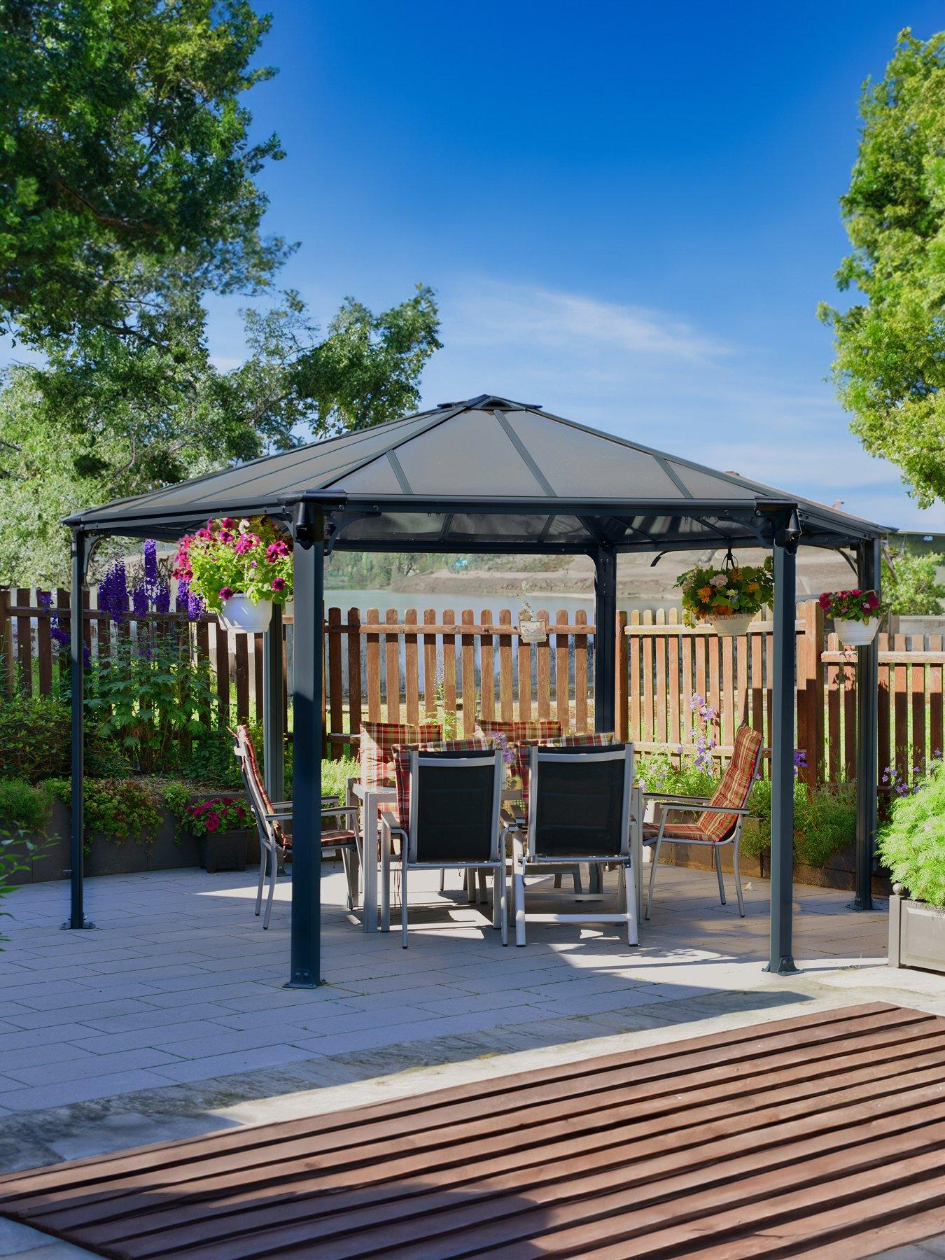 Palram Monaco Hexagonal Garden Gazebo Grey