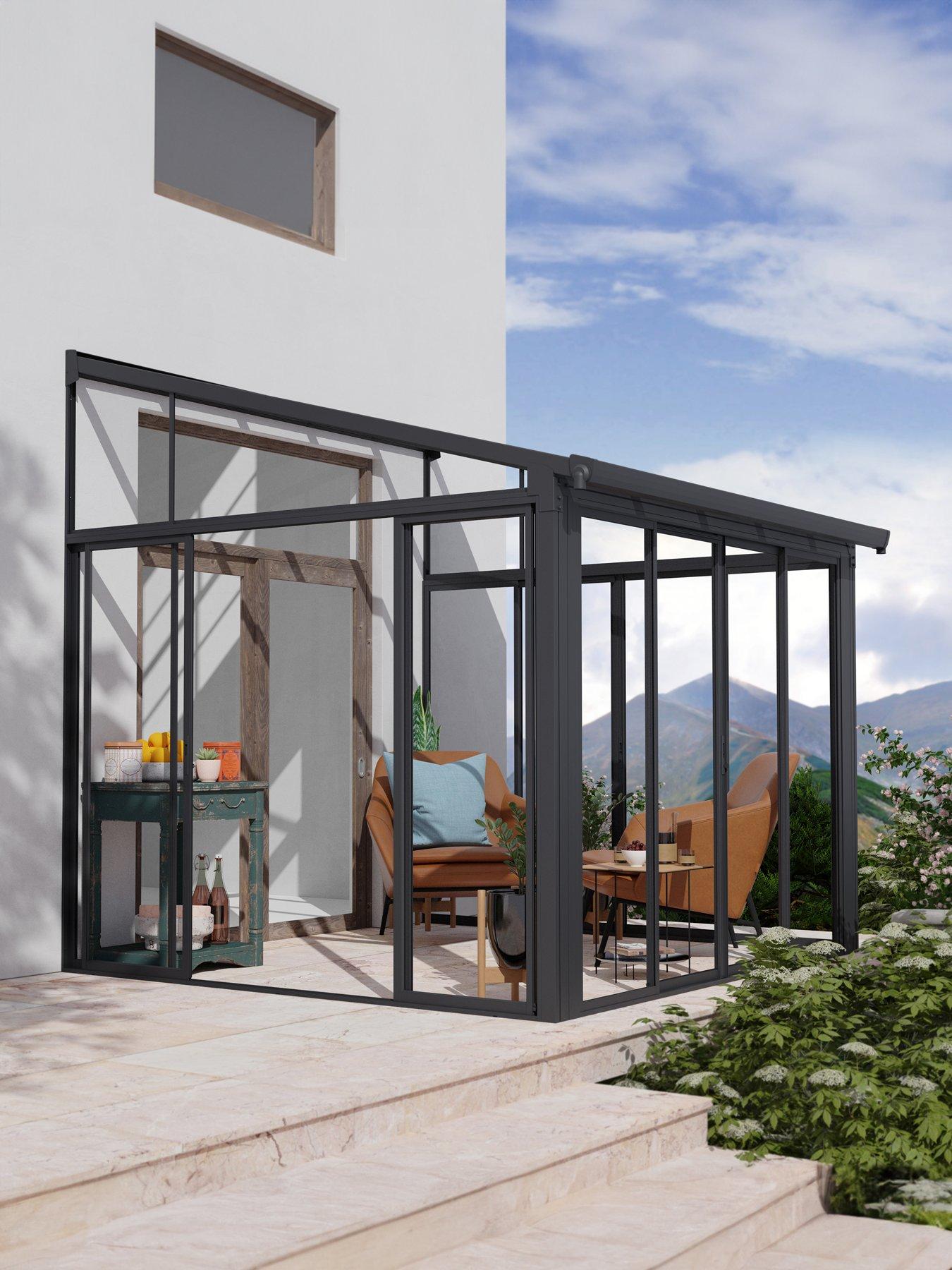 Product photograph of Palram Sanremo Veranda Grey Clear 3x3 05 from very.co.uk