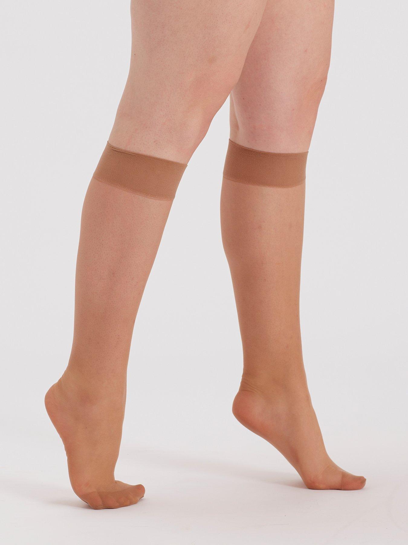 undefined Curve Comfort Top Knee High Hold Ups  - Beige