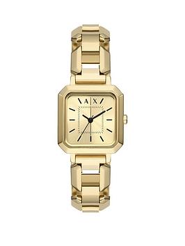armani exchange three-hand gold-tone stainless steel watch