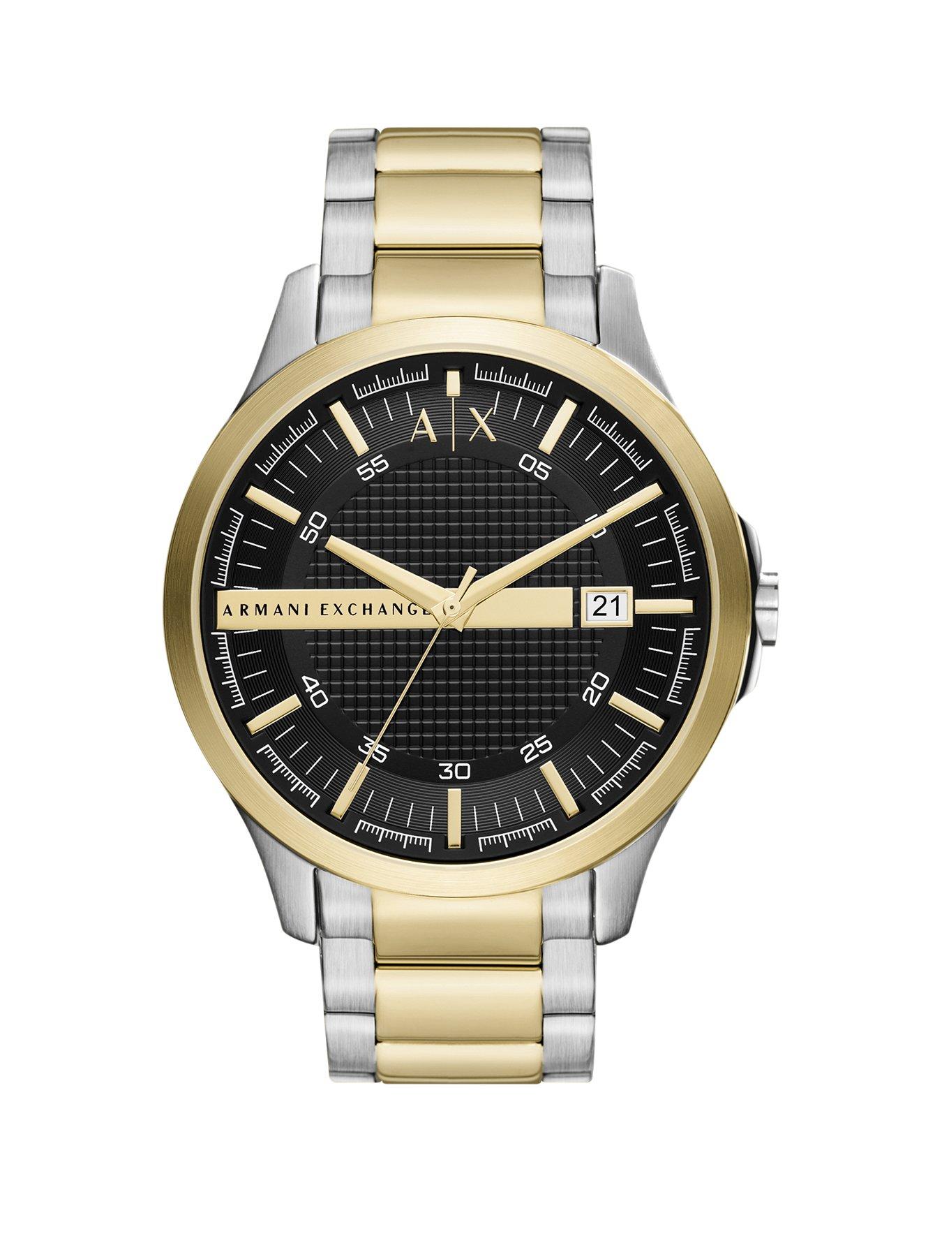 Product photograph of Armani Exchange Three-hand Date Two-tone Stainless Steel Watch from very.co.uk