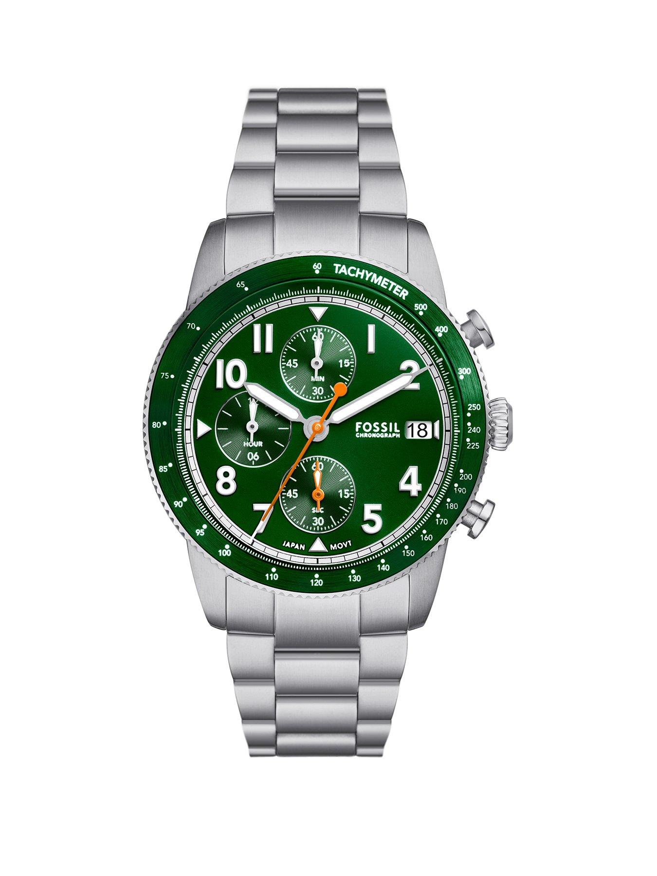 Product photograph of Fossil Sport Tourer Chronograph Stainless Steel Watch from very.co.uk
