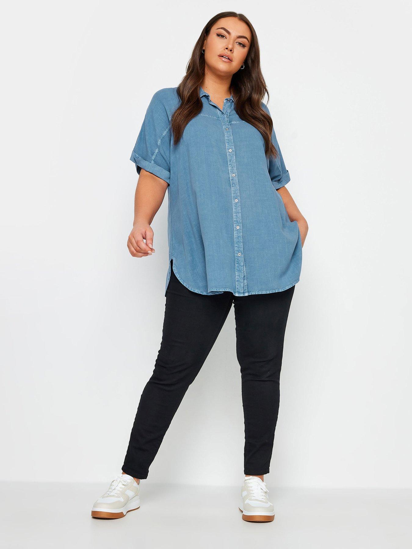 Yours Curve Chambray Shirt Blue Very