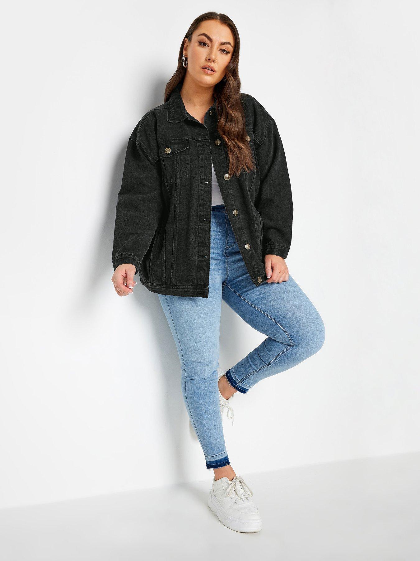 Black washed oversized denim jacket online