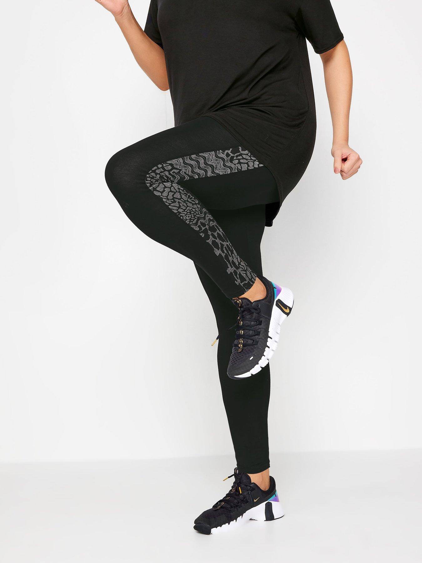 YOURS Plus Size Grey Flocked Leopard Print Leggings