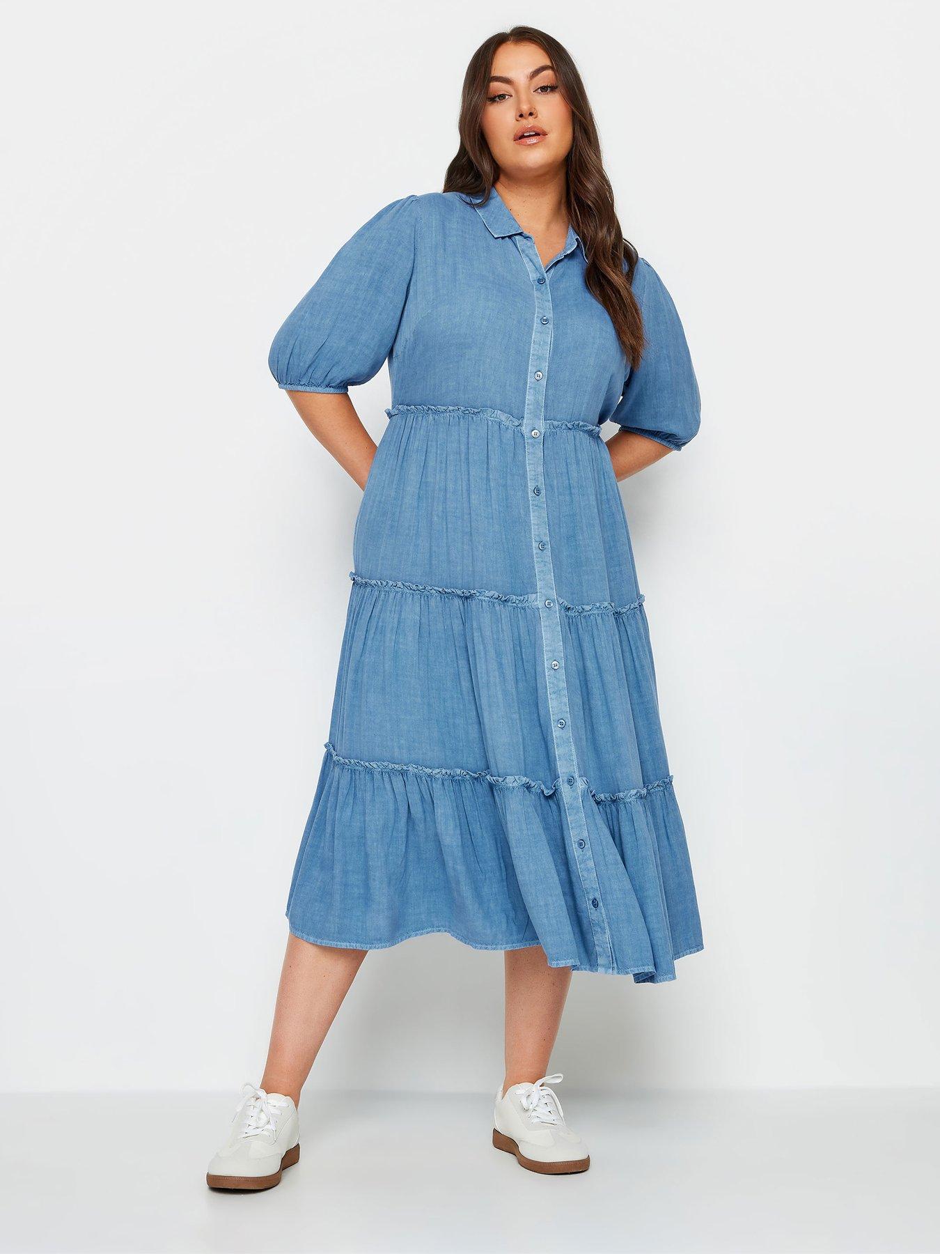 Plus Size Women Long Sleeve Button Down Shirt Dress Ladies Work Tunic Maxi  Dress | eBay