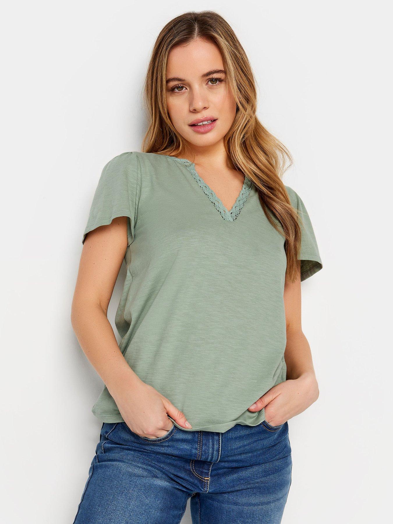 M&Co Petite Petite Lace Trim Cotton Top | Very.co.uk