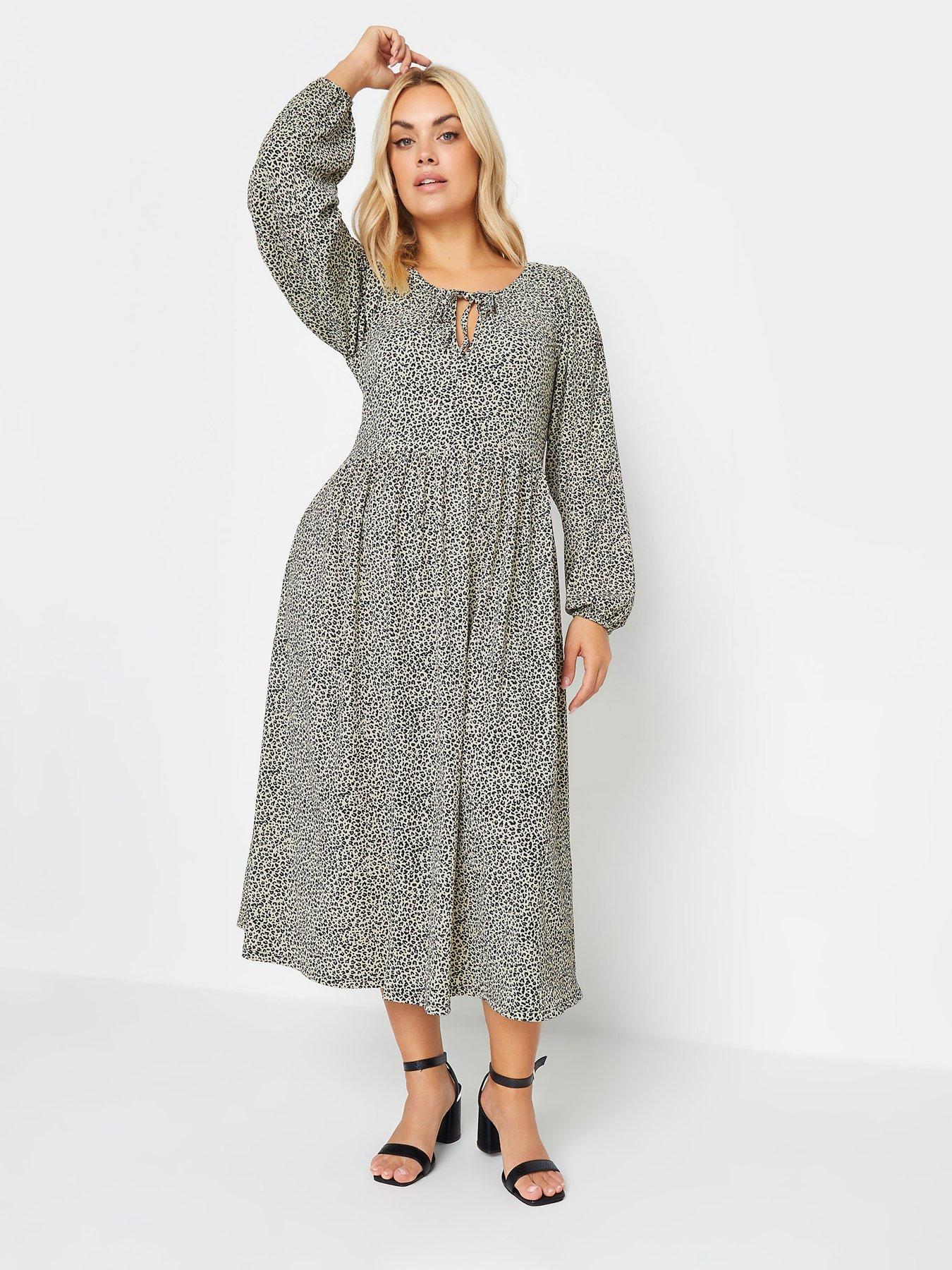 Yours Curve Textured Midaxi Dress Neutral Animal | Very.co.uk