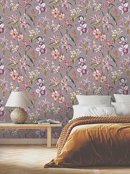 Product photograph of Rasch Maya Floral Wallpaper Ndash Heather from very.co.uk