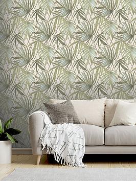 Product photograph of Rasch Paradise Palm Wallpaper In Green from very.co.uk