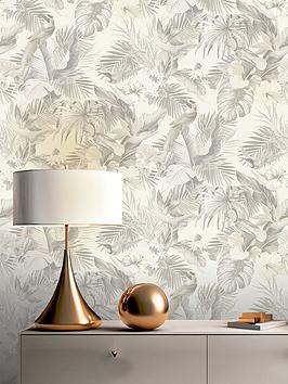 Product photograph of Rasch Paradise Birds Wallpaper - Neutral from very.co.uk