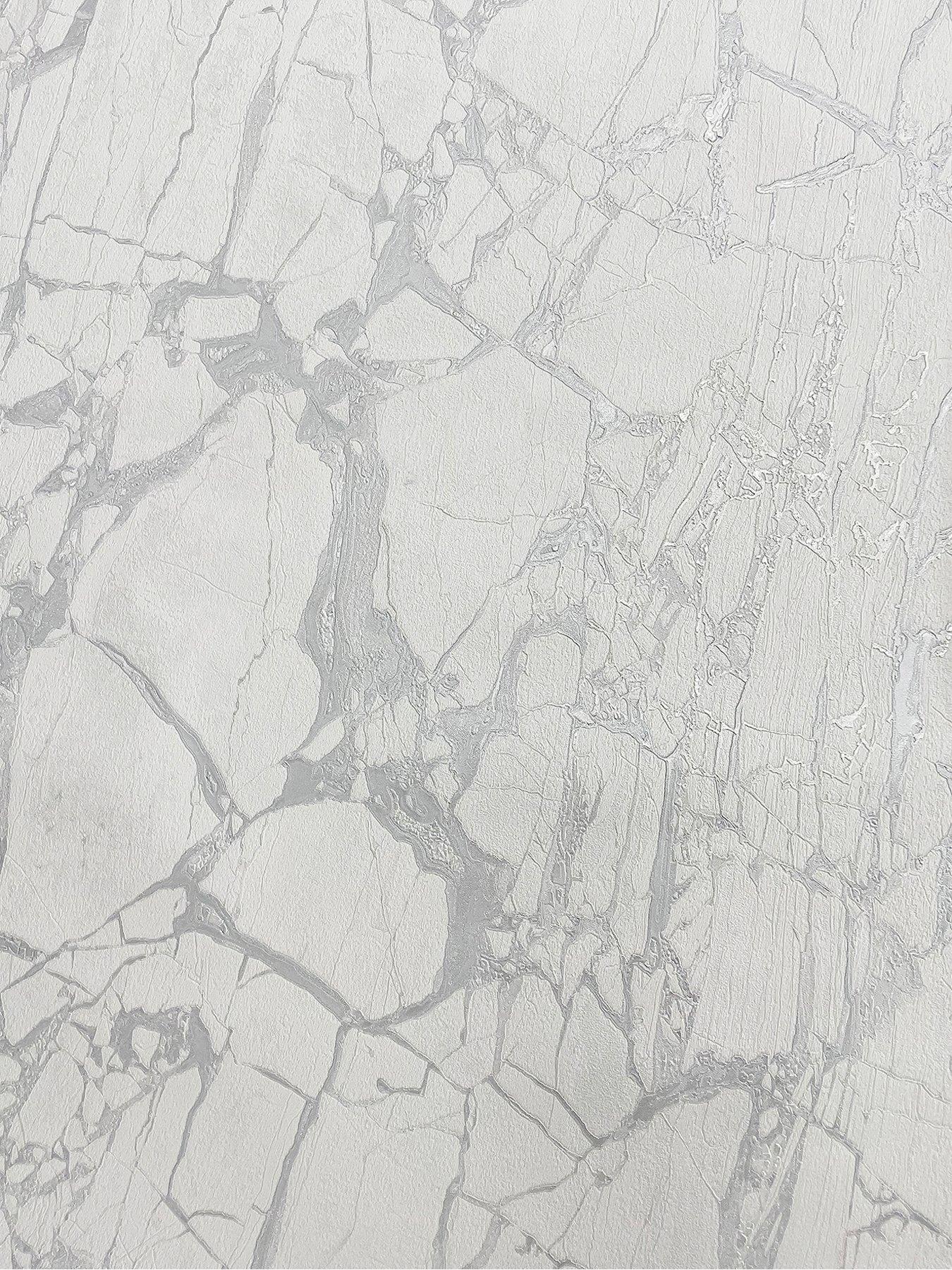 Image 2 of 5 of Rasch Enzo Marble Wallpaper in White and Silver