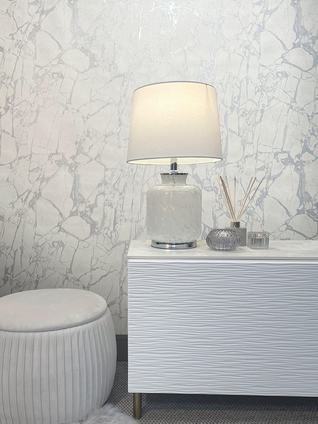 Image 3 of 5 of Rasch Enzo Marble Wallpaper in White and Silver