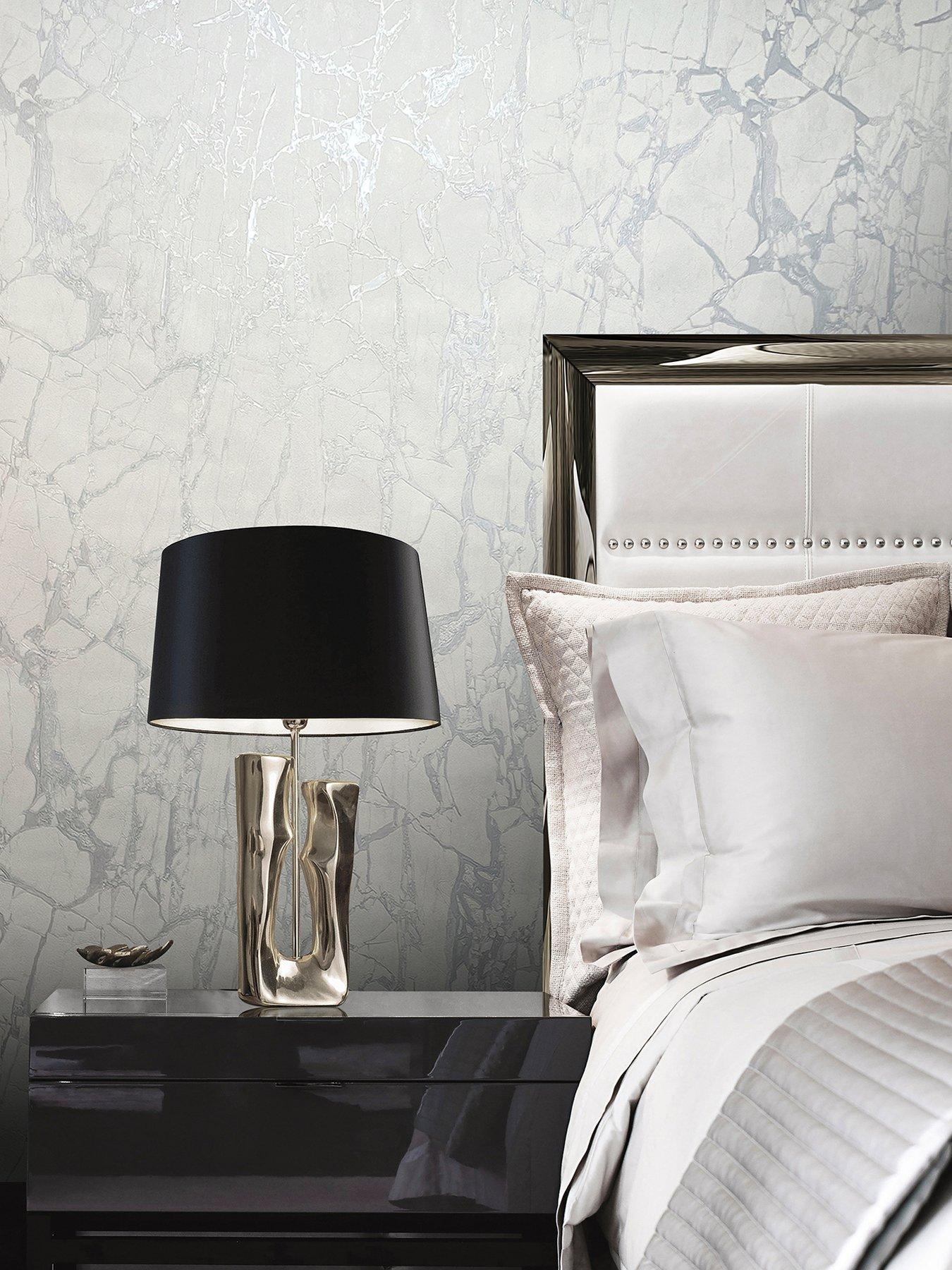 Image 4 of 5 of Rasch Enzo Marble Wallpaper in White and Silver