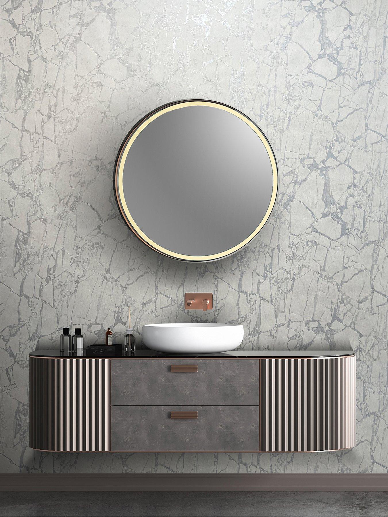 Image 5 of 5 of Rasch Enzo Marble Wallpaper in White and Silver