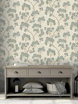 Product photograph of Rasch Gingko Wallpaper In Teal from very.co.uk
