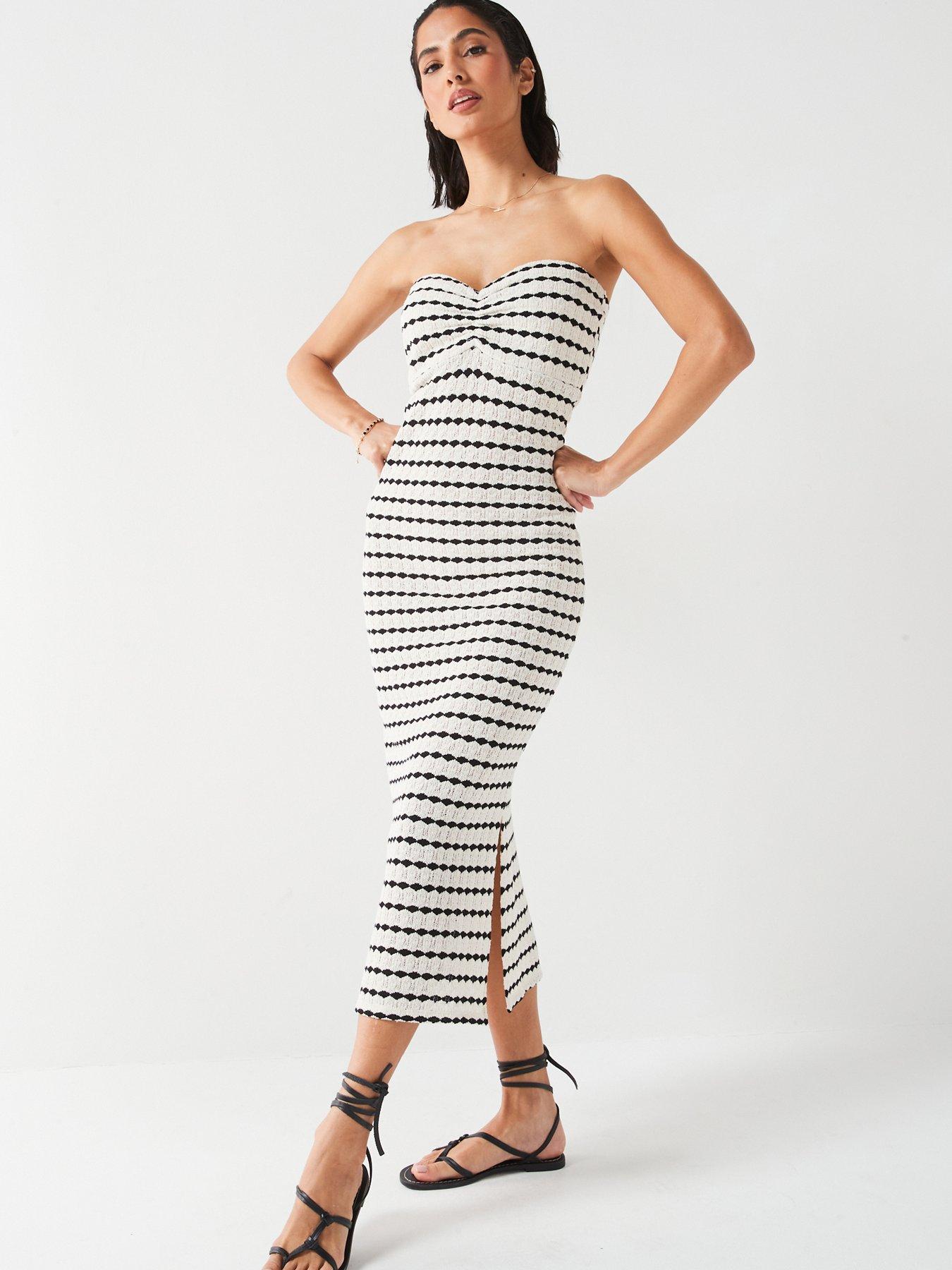 CLEARANCE Women's/Teen's Strapless Stretch Striped Mini Dress
