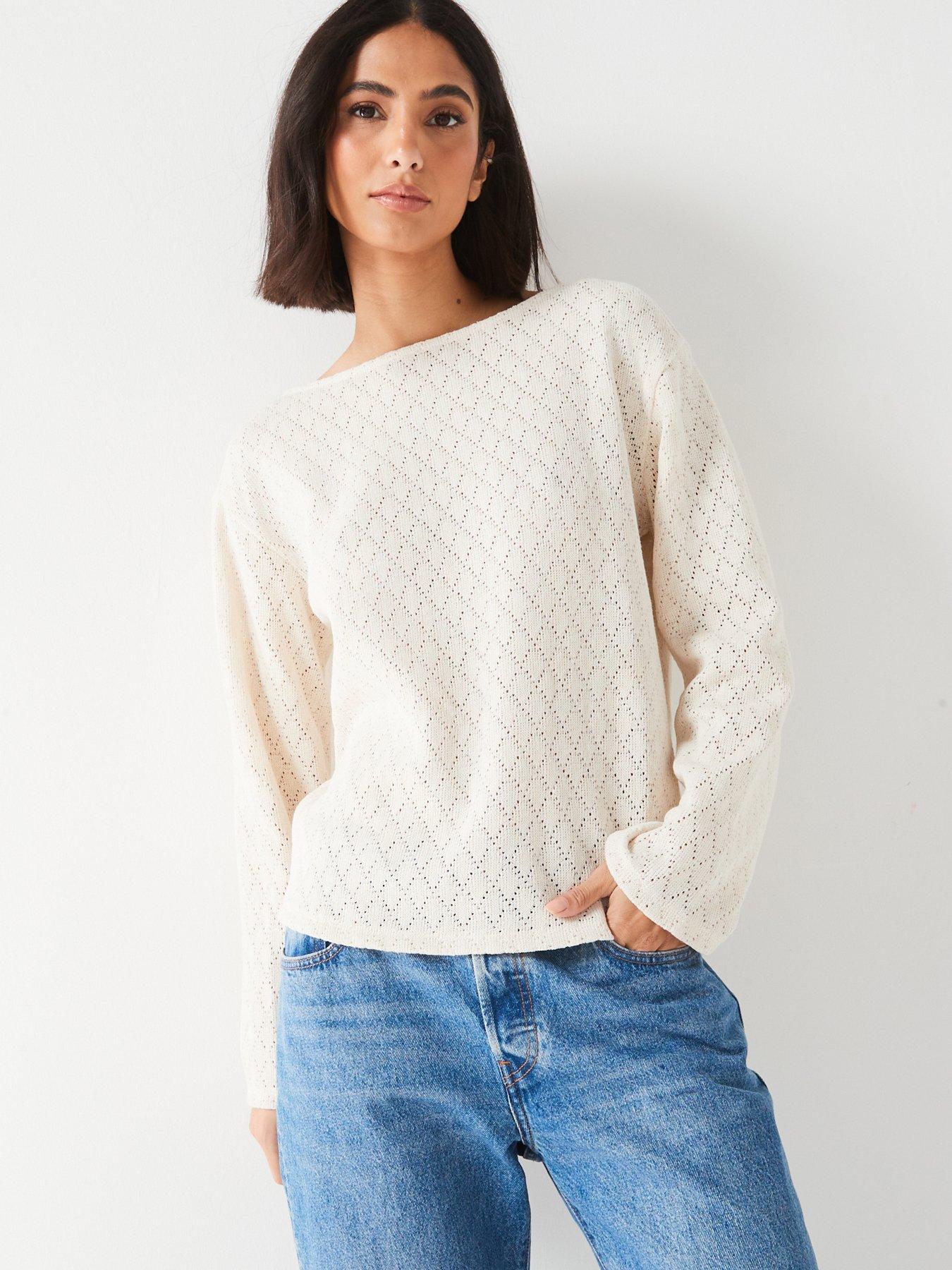 Buy Cream Long Sleeve Crochet Top from Next