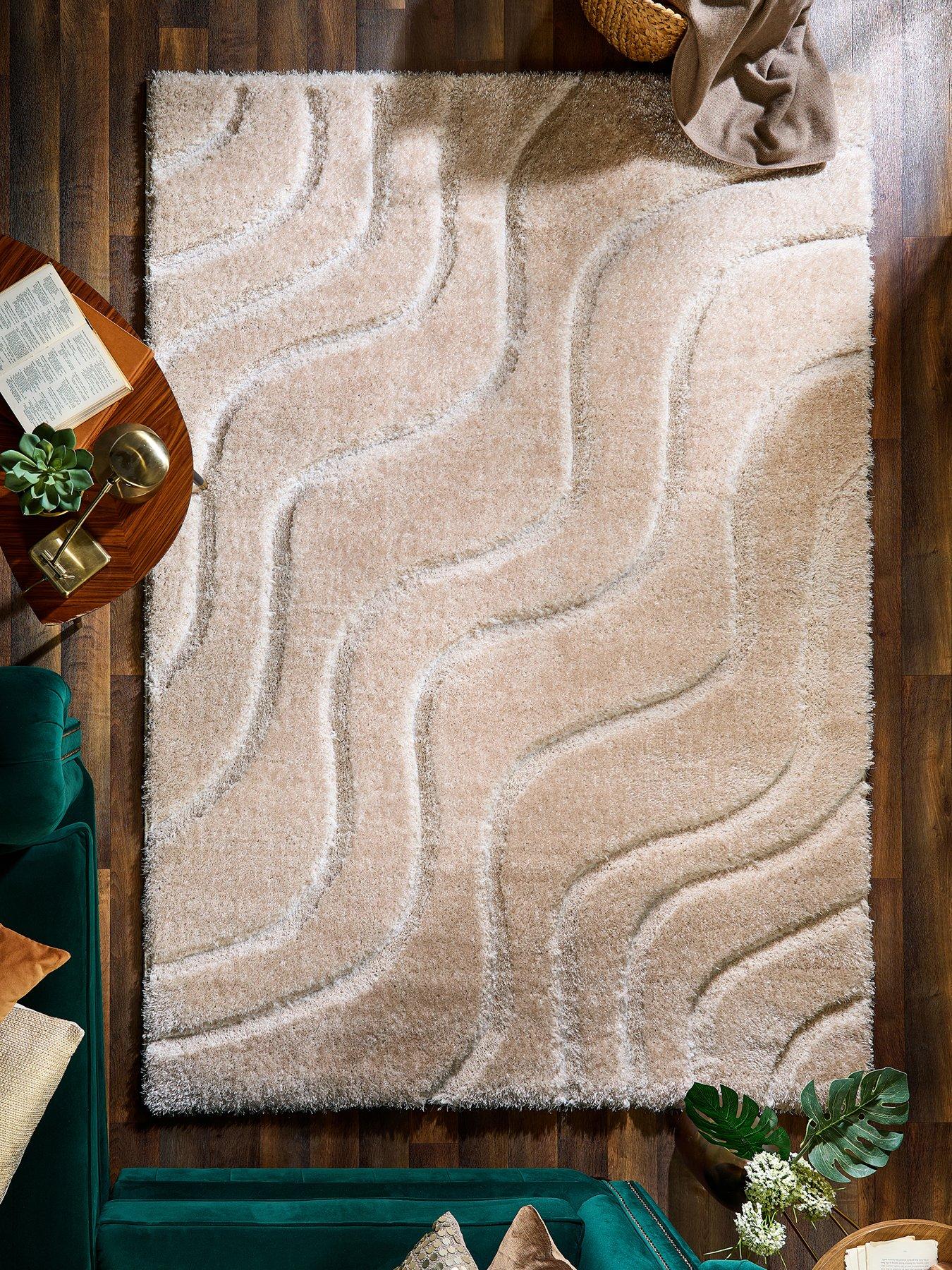 Product photograph of Soft Carved Waves Rug from very.co.uk