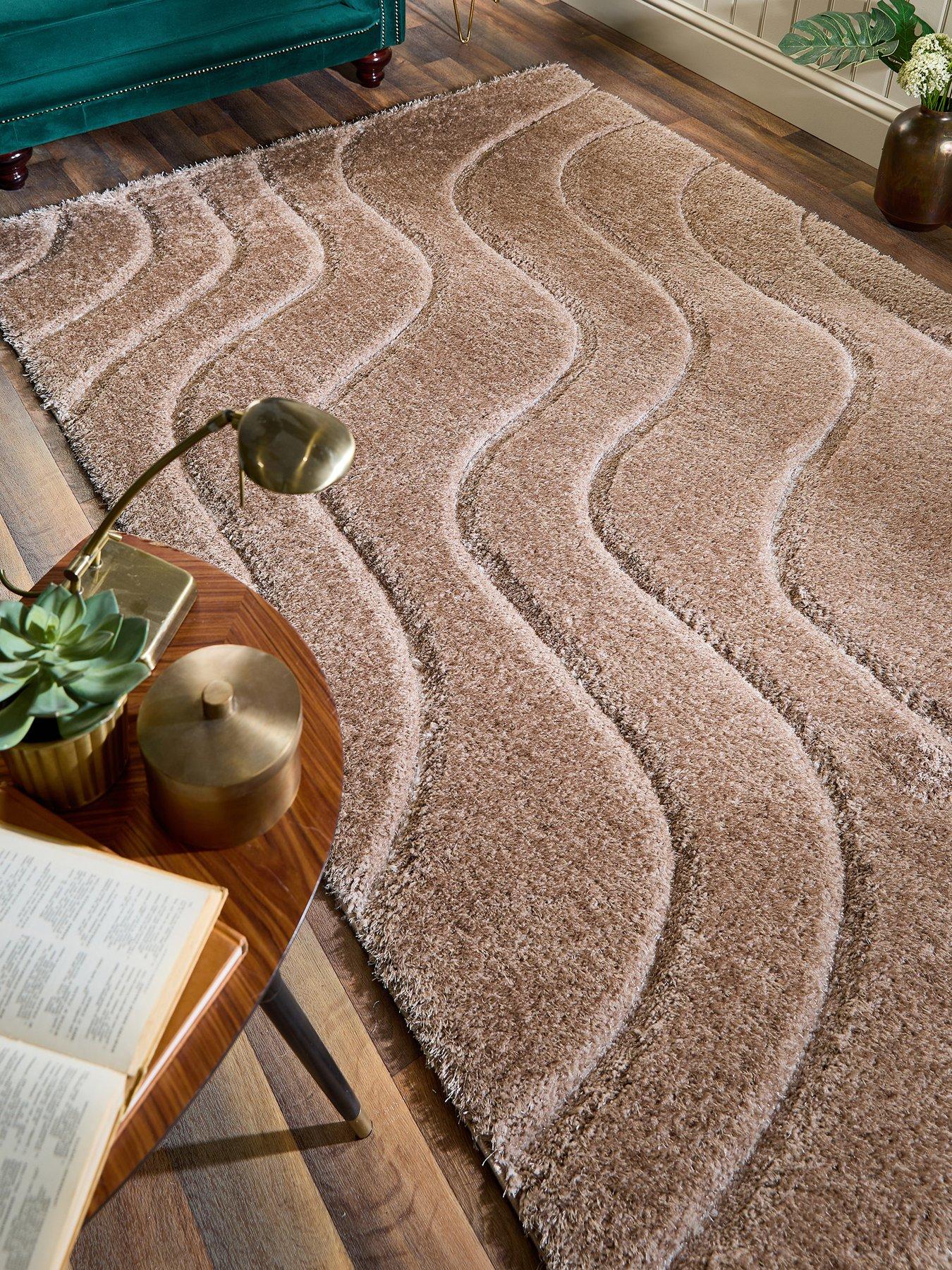 Product photograph of Very Home Soft Carved Waves Rug from very.co.uk