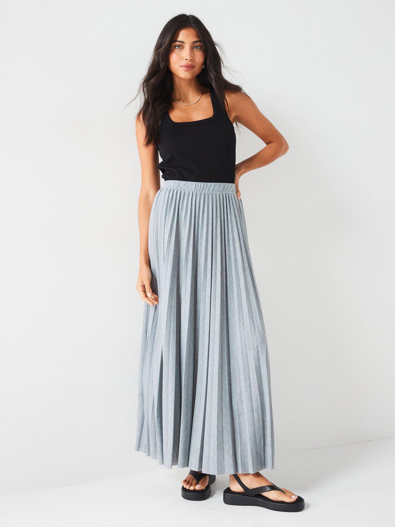 Pleated Jersey Skirt Grey