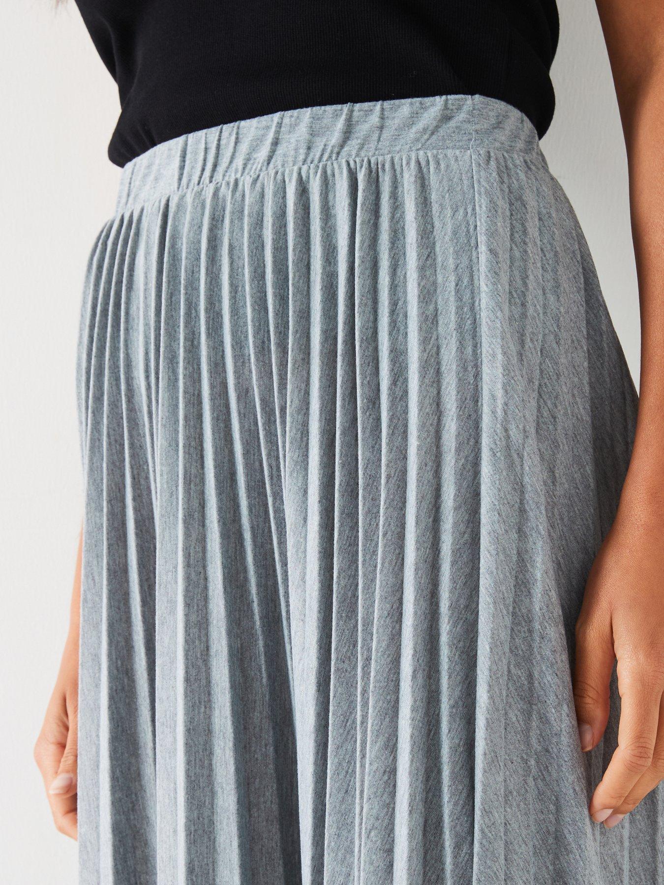 Grey pleated jersey midi skirt hotsell