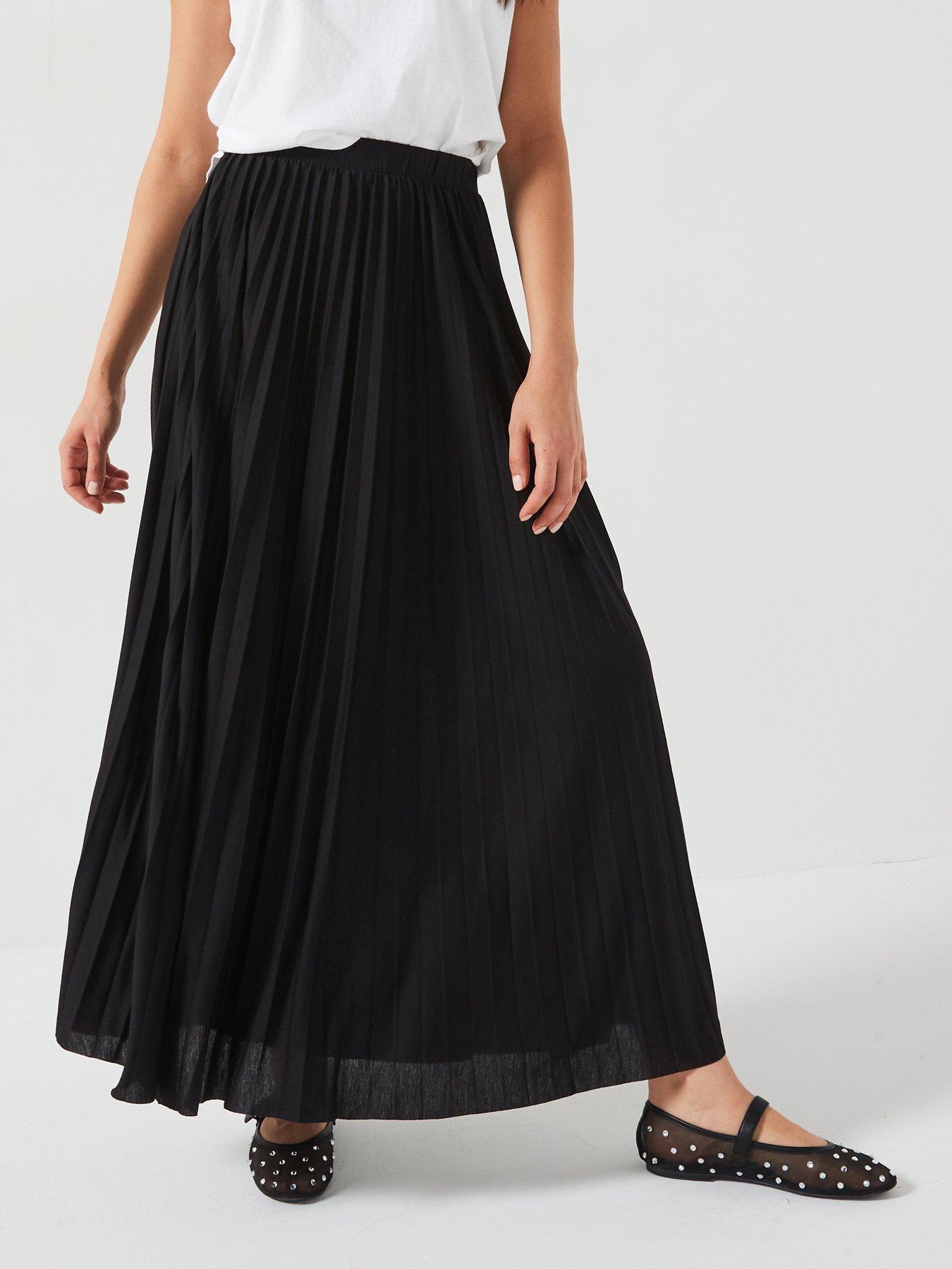 undefined Pleated Jersey Skirt - Black