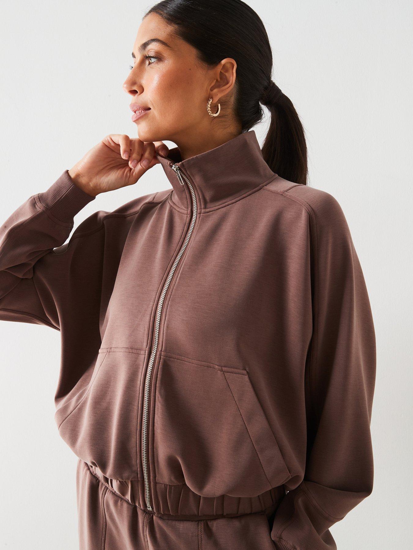 undefined Zip Up Bomber Jacket Co-ord - Brown