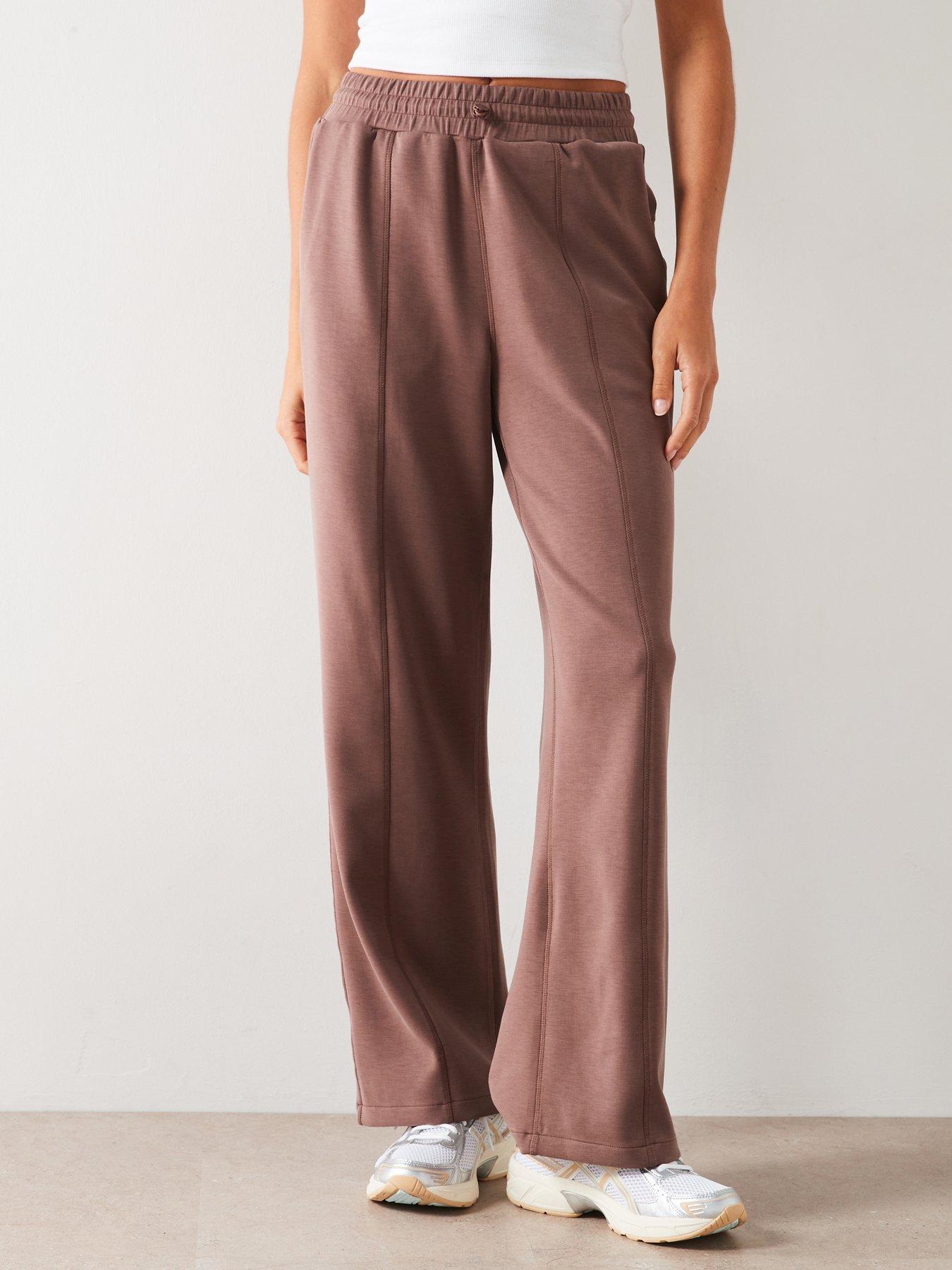 undefined Seam Detail Wide Leg Joggers Co-Ord - Brown