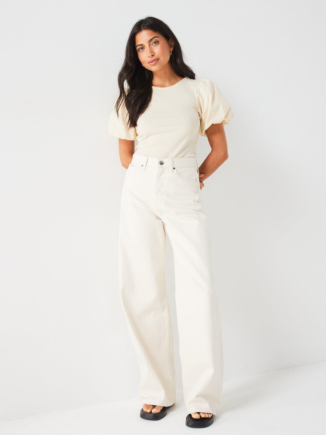 Nude puff sleeve top hotsell