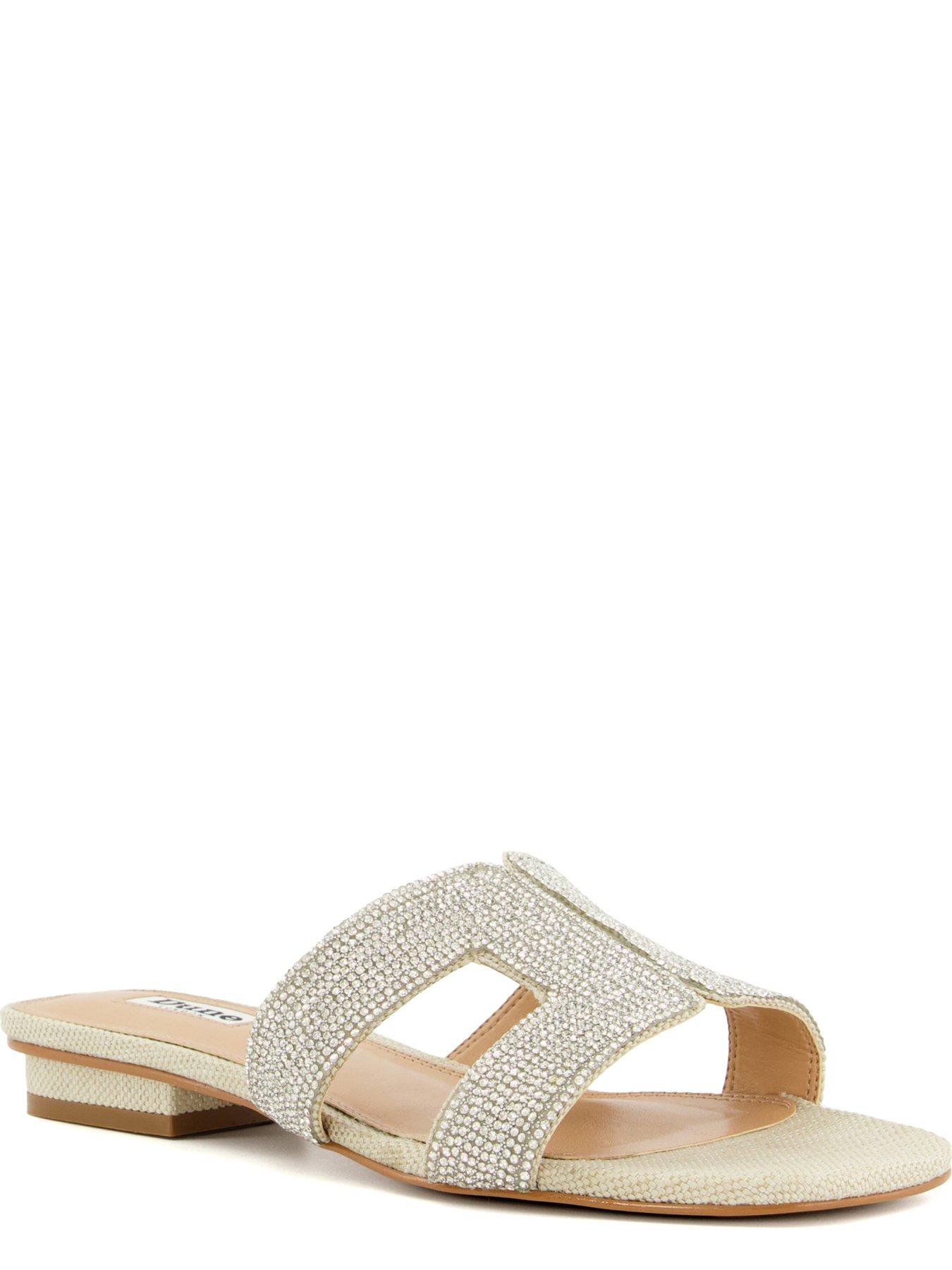 Dune London Wide Fit Loupe Smart Slider Sandals Silver Very