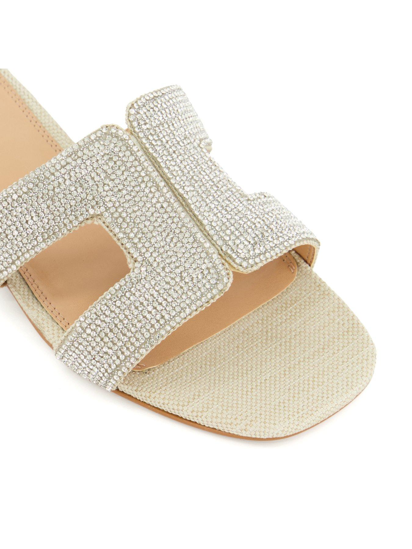 Dune London Wide Fit Loupe Smart Slider Sandals - Silver | Very.co.uk