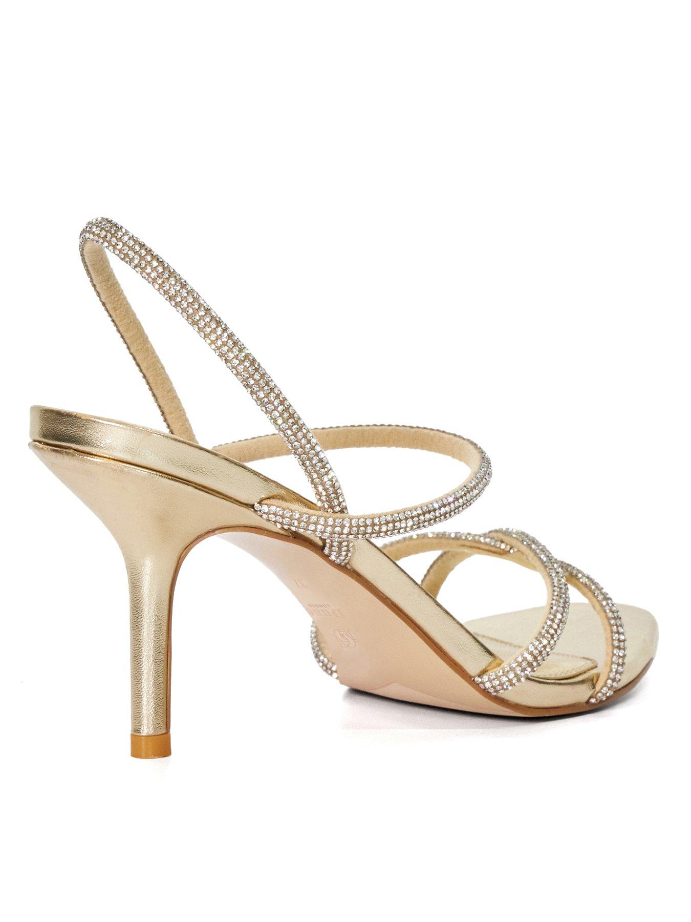 Dune London Milestones Embellished Strap High Heel Sandals - Gold ...