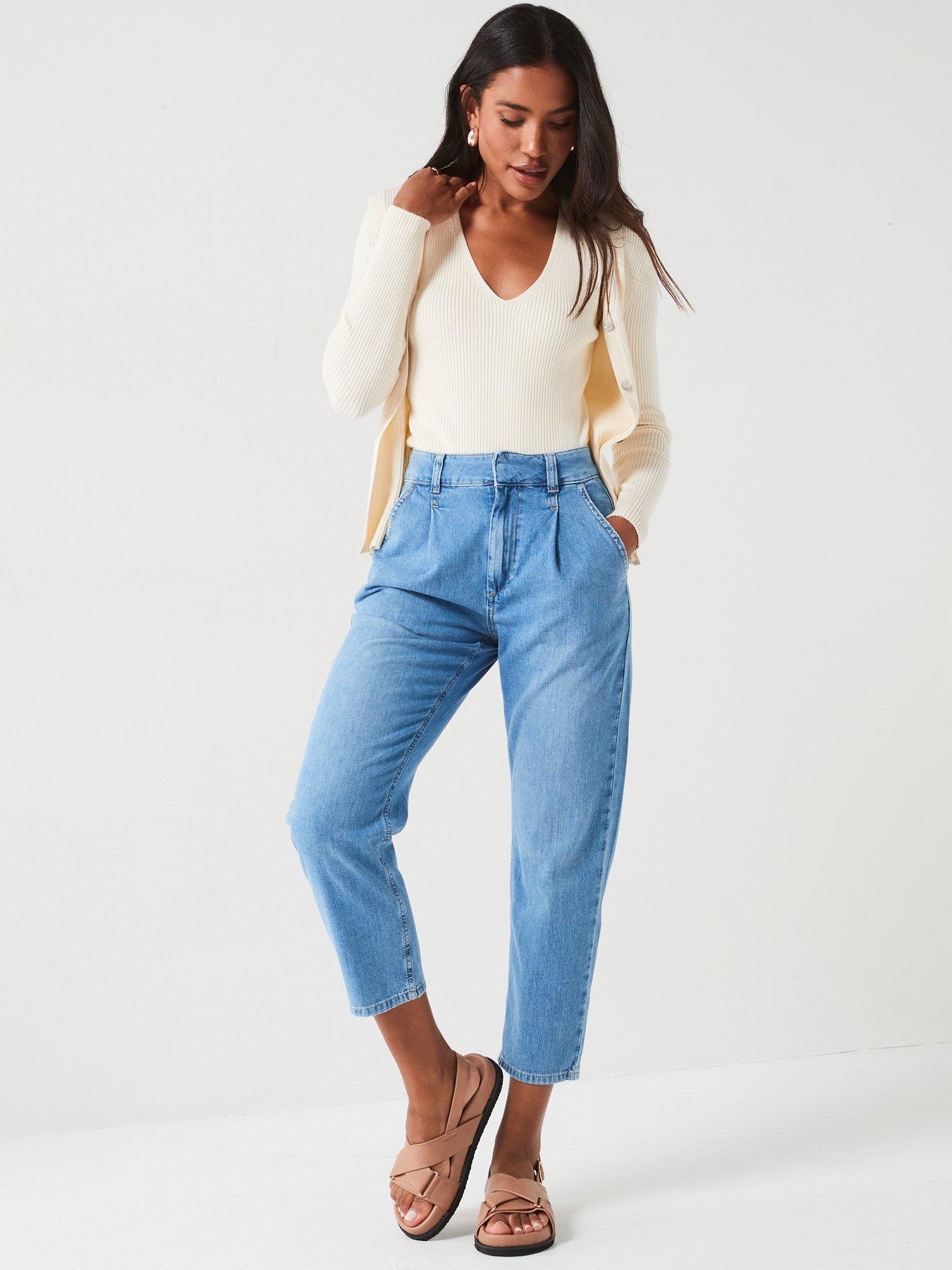 V by Very Soft Touch Denim Straight Leg Jeans Mid Wash