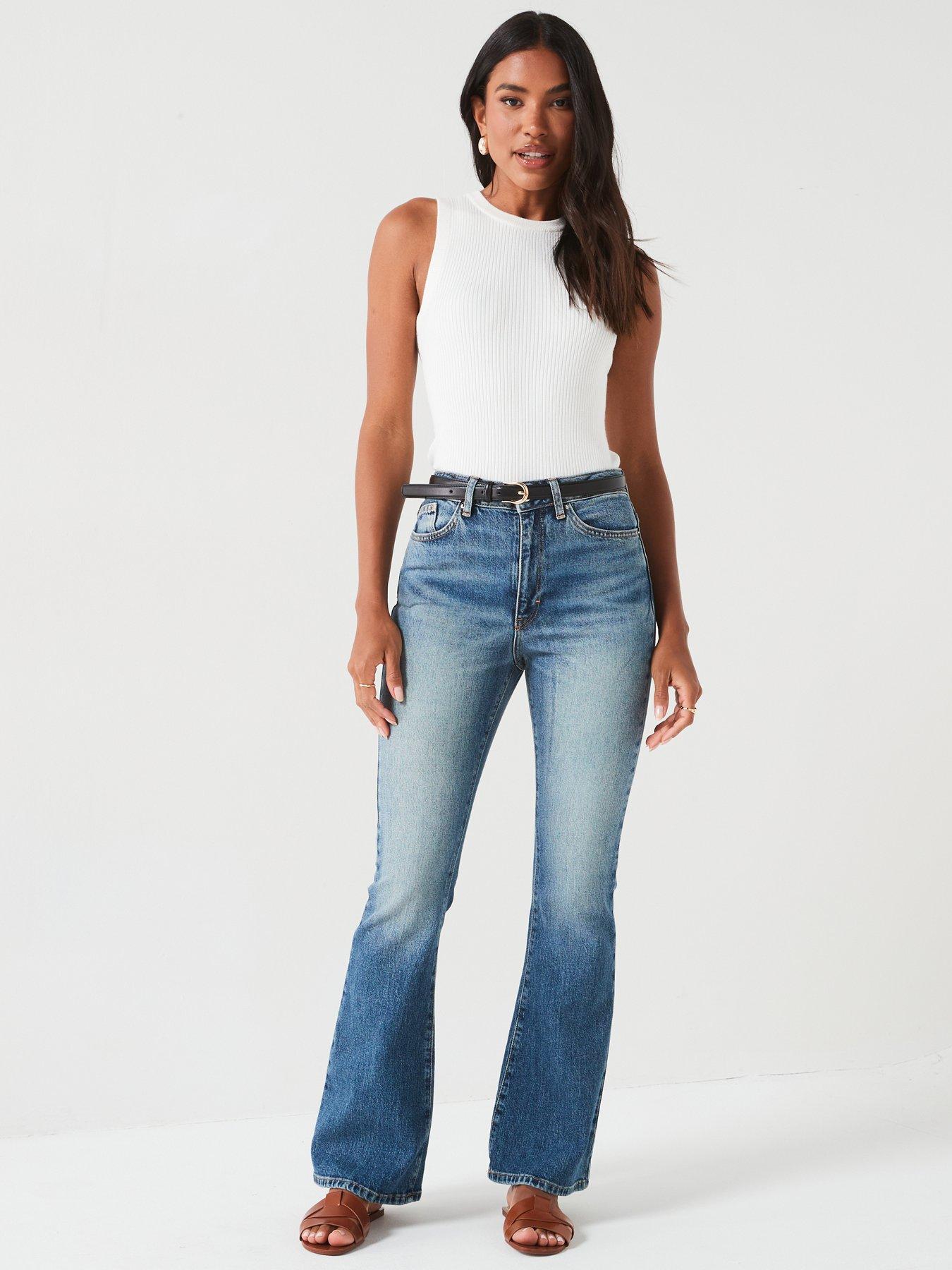 V by Very Cali Flare Jeans - Mid Wash | Very.co.uk