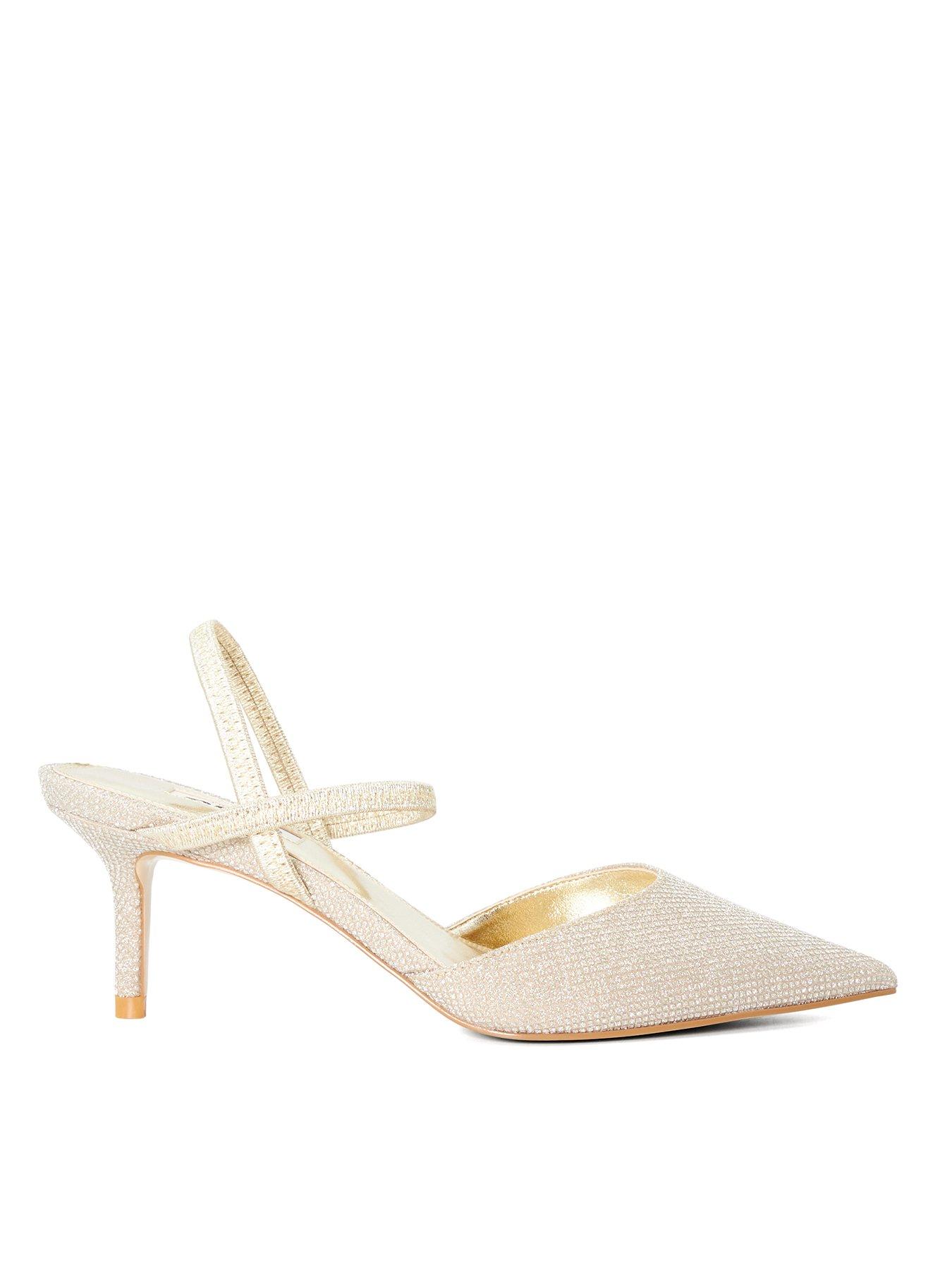 Dune London Wide Fit Classical Slingback Suede Heeled Court Shoes 