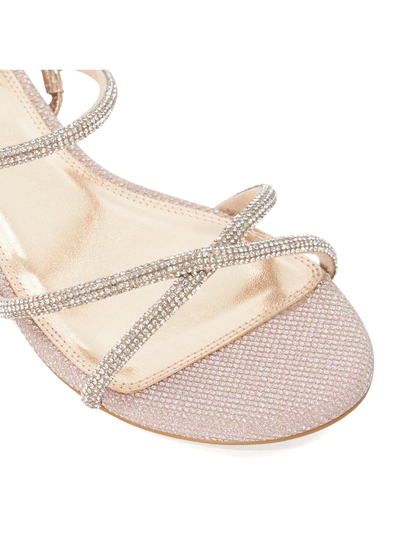 Wide Fit Nightengale Sparkle Flat Sandals Rose Gold