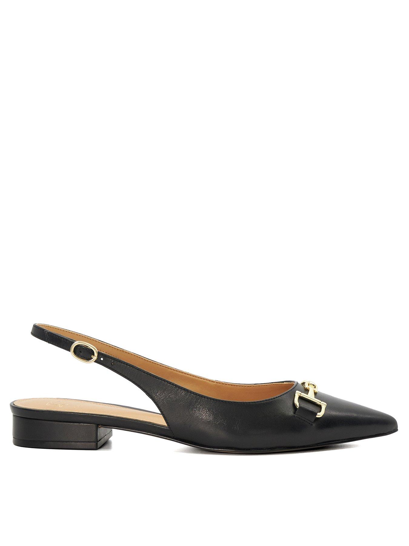 Wide Fit Hopeful Leather Slingback Pointed Flat Shoes Black