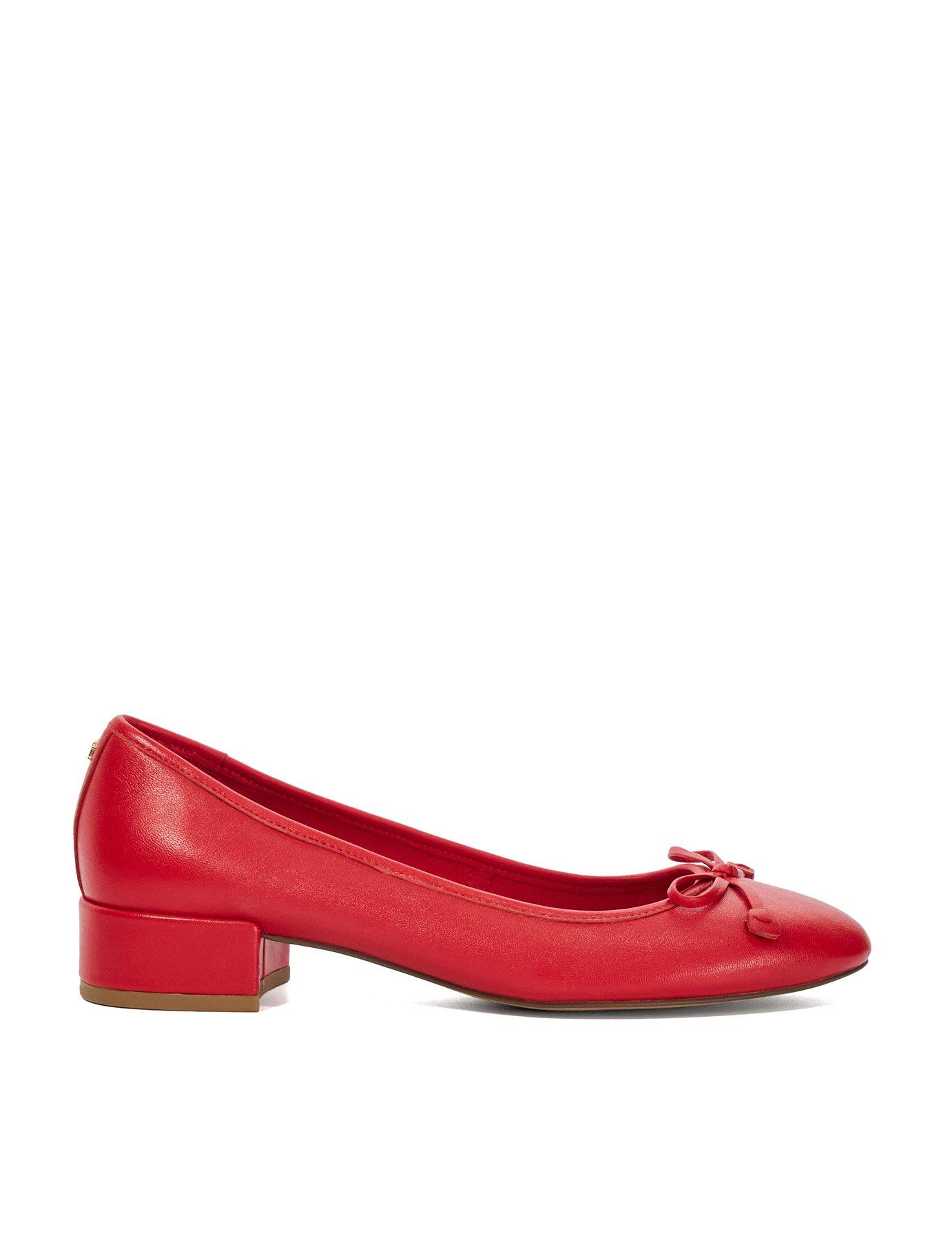 Hollies Mid Heel Leather Ballerina Red