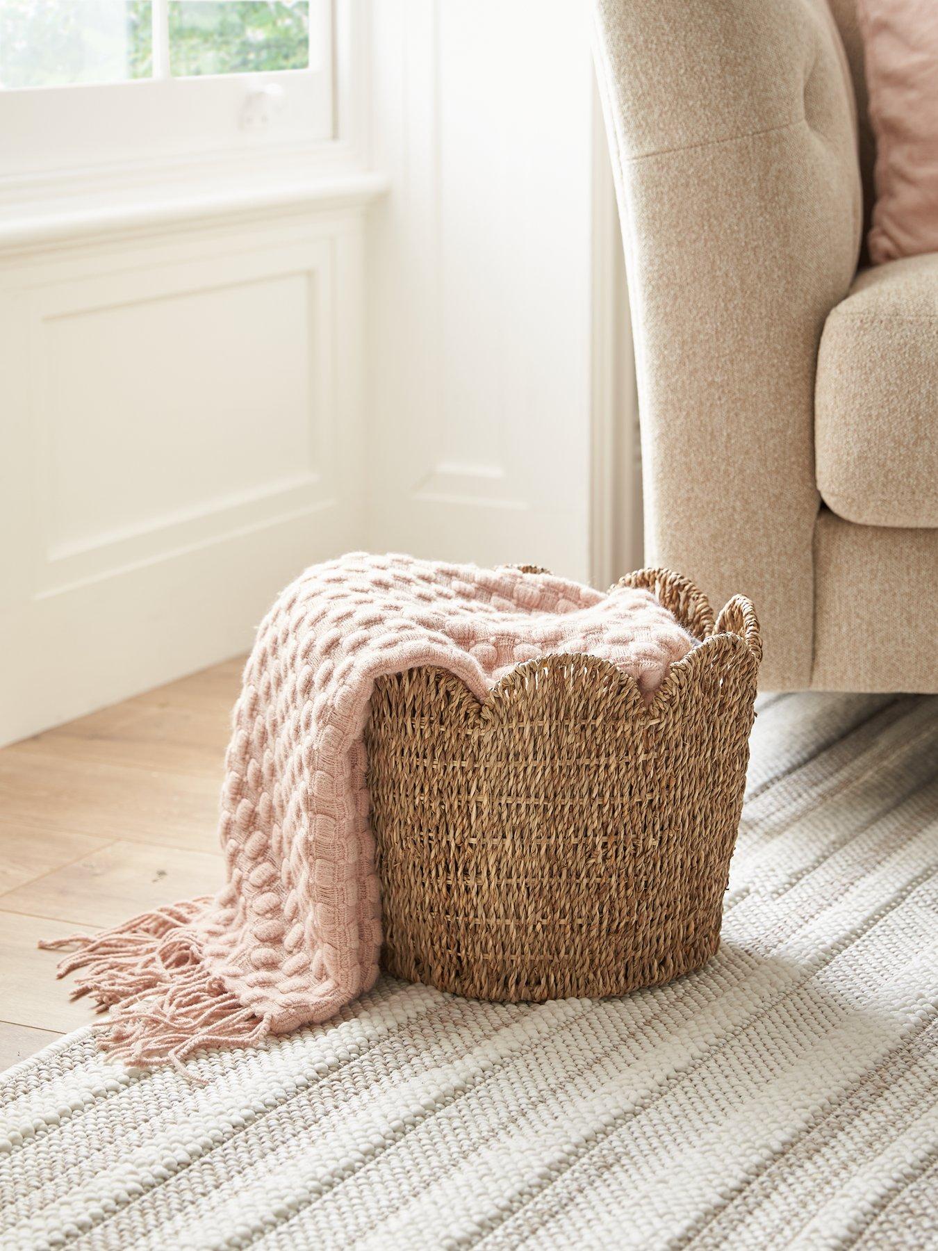 undefined Large Scalloped Woven Basket